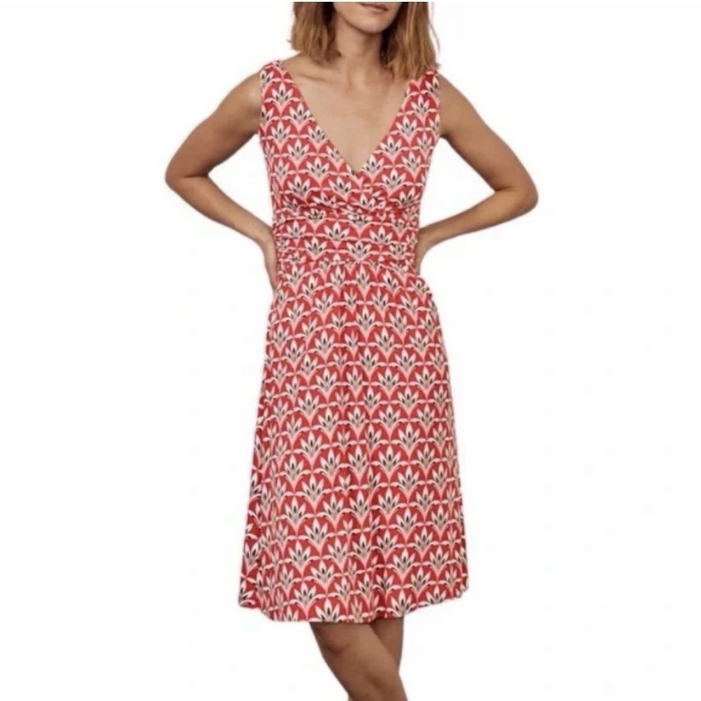NWT Boden Tropical Red Effie Jersey Dress Preppy Cottagecore Vacation Size 8R